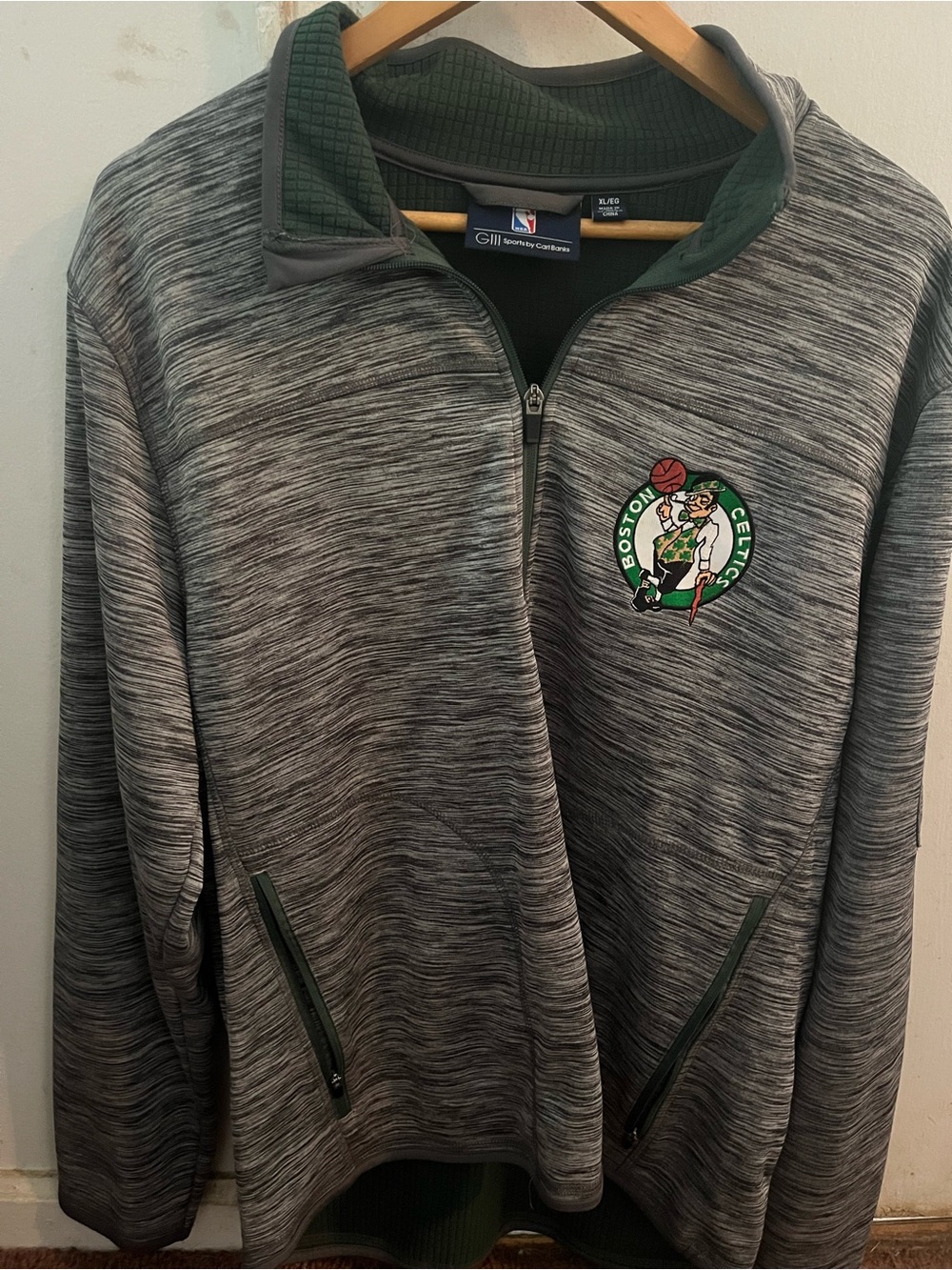 NBA Boston Celtics Gray Heather Quarter-Zip Sweater